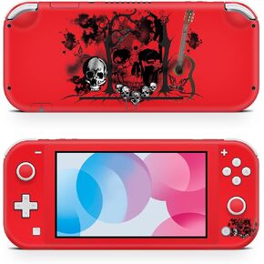 ZOOMHITSKINS Switch Lite Accessories, Compatible for Switch Lite Skin, Music Red Skulls Cranium Dark Black Fantastic White Guitar, 3M Vinyl, Durable & Fit, Easy to Install, Made in The USA