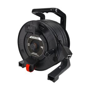 CompuCablePlus CAT6A S/FTP Indoor/Outdoor IP67 Waterproof Retractable Shielded Ethernet Network Cable Mobile Extension Reel, Female to Female, 150 FT, Black