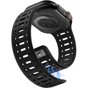 Magnetic Band Compatible with Apple Watch Band 49/46/45/44/42mm for Men Women, Breathable Silicone Sport Band with Safety Button for iWatch Series Ultra 10 9 8 7 6 5 4 3 SE (Orange-Gray)