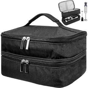 Linkidea Hand Blender Storage Bag, 2 Layers Immersion Blender Handheld Organizer, Portable Hand Storage Bag with Hand Strap, Compatible with Basics 500, MQ505, KHBV53 Model Hand Blender Storage