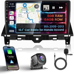 4G+64G Car Radio for Honda Accord 2008-2013 with Wireless Carpaly & Android Auto,10.1 Inch IPS Touch Screen Car Stereo with GPS Navigation/Bluetooth 5.2/FM/Backup Camera/WiFi/SWC/HiFi