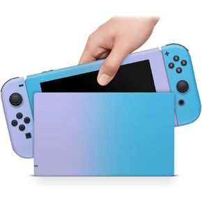 ZOOMHITSKINS OLED Switch Skin, Compatible with Switch OLED Skin Wrap, Pastel Degrade Turquoise Purple Lavender Ombre Blue Pink Rose Glossy, 3M Vinyl for Durable & Fit, Made in The USA