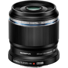 Olympus M. Zuiko Digital Ed 30mm F3.5 Macro Lens ، مناسبة لجميع كاميرات MFT (نماذج Olympus OM-D & Pen ، Panasonic G-Series) ، Black