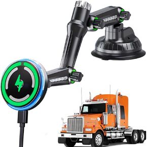 Phone Mount Holder for Truck for MagSafe Car Charger,【10-inch Long arm】 15W Qi2 Magnetic Wireless Car Charging for Pick-Up Windshield/Dashboard, Truck Accessories, for iPhone 16/15/14/13/12