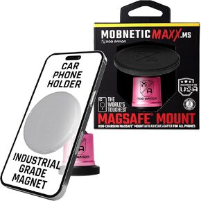 Mob Armor Mobnetic Maxx MS - Magsafe متوافق هاتف السيارة Mount W/ 90º Tilt ، 360 درجة التناوب وبناء الألومنيوم متين ، حامل مغناطيسي لأجهزة iPhone & Android ، الولايات المتحدة الأمريكية مجمعة - أسود