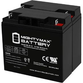Mighty Max Battery ML18-12 - 12V 18AH Battery Replaces Pride Mobility Go-Go Elite Battery - 2 Pack