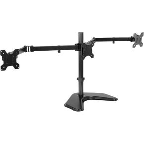 Mount-It! Triple Monitor Stand with Freestanding Base | Computer Screen Desk Mount Fits Up to 27 Inch Monitors, VESA 75, 100 Compatible, Black