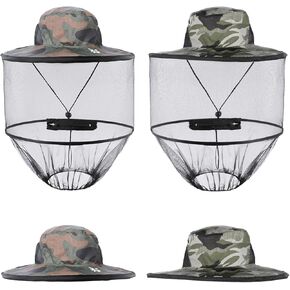 Mosquito Head Net Hat, Sun Hat Fishing Hat with Detachable Mesh Net for Outdoor Lover Fishing Hiking Gardening Beekeeping