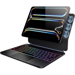 typecase Edge Keyboard Case for iPad Pro 13-inch (M4, 2024), Magic Keyboard with 11 Colors Backlight, 33% Larger Click-Anywhere Trackpad, Pencil Holder, Thin & Light, Black