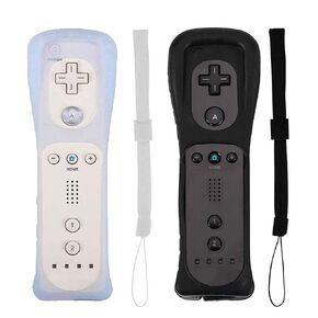 ZOTAIN 2 Packs Wii Remote Controller Compatible with Nintendo Wii & Wii U, with Silicone Case and Wrist Strap (Black/White)