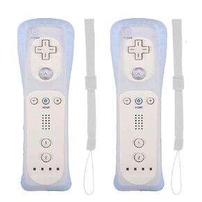 ZOTAIN 2 Packs Wii Remote Controller Compatible with Nintendo Wii & Wii U, with Silicone Case and Wrist Strap (White X 2)