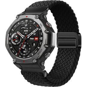Braided Band Compatible For Amazfit T-Rex 3, Magnetic Adjustable Buckle Design, Breathable Soft Elastic Replacement Strap Sport Wristband For T-Rex 3 48mm