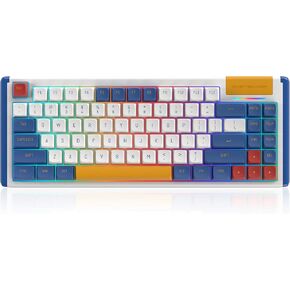 K84 Hot-Swappable Wired 75% Blue Robot Mechanical Keyboard with Detachable Type-C, RGB Backlit, PBT Keycaps, Black Switches for Linear Typing
