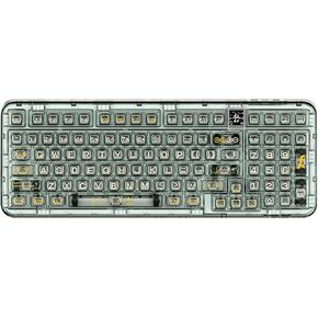 YUNZII CK98 Wireless Hot Swappable Mechanical Keyboard with OLED, 1800 Layout Transparent Acrylic Gasket Mounted Keyboard for for Windows/Mac (Ice Blade Switch, Math)