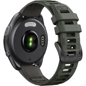 ANCOOL Compatible with Garmin Forerunner 55/245/165 Watch Band, 20mm Soft Silicone Band for Vivoactive 5/Vivoactive 3/6/Venu 2 Plus/Venu Sq/Sq 2 Bands Women Men, Black/Gray