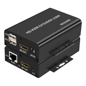 150M HDMI KVM Extender Over Cat5e Cat6 1080P HDMI USB KVM 150M Extender Transmit with Loop Out Support USB Keyboard Mouse Extension