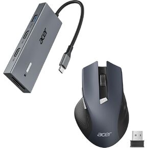 Acer USB C Docking Station Dual HDMI Monitor Bundle with Wireless Mouse