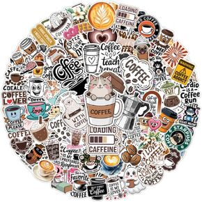 100pcs Coffee Stickers for Adults Teens Waterproof Vinyl Perfect for Phone Cases, Laptops, Luggage, Birthday Parties, Picnic Crafts, and Daily Decoration