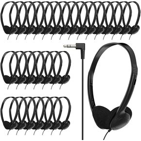 Classroom Headphones Bulk for Kids School, Wholesale 30 Pack Class Set Bulk Headphones for Students, 3.5 mm Plug Earphones for Childrens