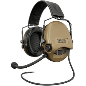 Sordin MIL CC Slim Ear Muffs - Military Ear Defenders w/Leather Headband - Tactical Earmuffs