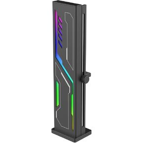 Black Graphics Card Support Bracket ARGB VE180-Black, GPU Stand Brace Sag Holder Black with Adjustable Slide Height, Built-in 5v 3pin ARGB, Vertical Type Rubber Pad Magnetic Base (Black)
