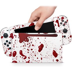 ZOOMHITSKINS OLED Switch Skin, Compatible with Switch OLED Skin Wrap, Blood Splash Paint Bleeding Carnage Attack Horror Movie Scary, 3M Vinyl for Durable & Fit, Made in The USA