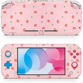 ZOOMHITSKINS Switch Lite Accessories, Compatible for Switch Lite Skin Pink, Cute Light Pastel Pink Strawberry Daisy Flower Kawaii, 3M Vinyl, Durable & Fit, Easy to Install, Made in The USA