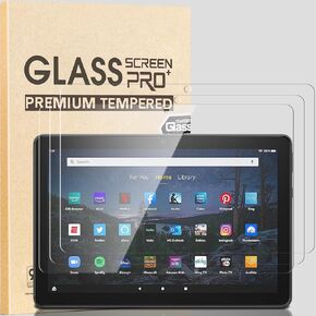 Screen Protector for Fire HD 10 Tablet (2023/2021 Release) / 10 Plus/Kids Pro New 10.1 Inch Tablet, HD Clear Tempered Glass Film, 9H Hardness, Scratch-resistant (3-Pack)