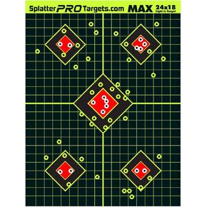 18x24 Extra Large Splatter Targets. Two Color Splatter to Easily See Your Shots! Bright Fluorescent Yellow and White Splatter.