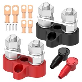 شريط الحافلات ، كتلة توزيع الطاقة Hilictokt 12V 250A مع غطاء حماية الطرفية ، مزدوج 3/8 "(M10) أزرار شريط حافلة البحرية البحرية
