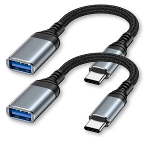 USB C to USB 3.0 Adapter, OTG Adapter for Android iPhone 16e/16/16 Pro/16 Pro Max/16 Plus/15/15 Pro/15 Pro Max/15 Plus, Type C Male to USB Female OTG Cable for Samsung Galaxy S25, MacBook Pro, Camera
