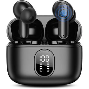 Bluetooth 5.4 Earbuds 42H Playtime | LED Display & 4 ENC Mics | IPX6 | Touch Control | Hi-Fi Sound for Sports/Office (iOS/Android/PC)