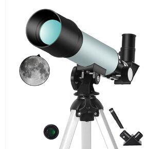Telescope for Adults s Beginners, 50mm Aperture Astronomical Refractor Telescope, 2 Rotatable Eyepiece, Portable Telescope with Tripod
