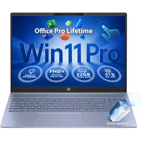 HP Pavilion 16 Touchscreen Laptop – Intel Core 7 150U (Beats i7-1355U) – 16" WUXGA Display – AI Copilot, Backlit – Windows 11 Pro, Office Pro Lifetime 65W GaN Charging– Sky Blue – 32GB RAM | 2TB SSD