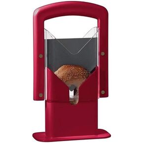Bagel Slicer, Perfect for Bagels, Safe Grip, Safety Shield, Bagel Cutter Stainless Steel, Universal Slicer (Red)