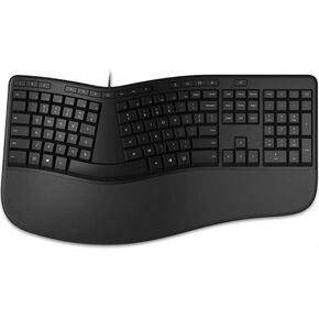 Ergonomic Keyboard for Business, Ergonomic Design, Built-in Shortcuts Keys, Office Keyboard with Number Pad, Caps Light Indicator, Wired - Black