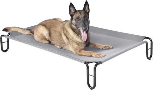 Elevated Outdoor Dog Bed - Raised Dog Bed for Large Dogs, Waterproof Dog Cot Bed Easy to Assemble, Cooling Elevated Dog Bed with Breathable Teslin Mesh, Durable, Non Slip, Up to 65 lbs,Grey in Kuwait