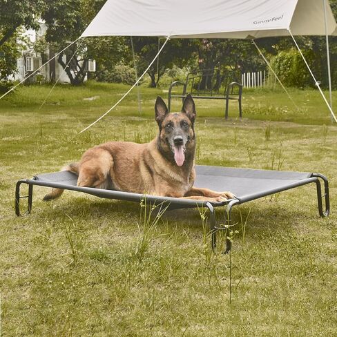 Elevated Outdoor Dog Bed - Raised Dog Bed for Large Dogs, Waterproof Dog Cot Bed Easy to Assemble, Cooling Elevated Dog Bed with Breathable Teslin Mesh, Durable, Non Slip, Up to 65 lbs,Grey in Kuwait
