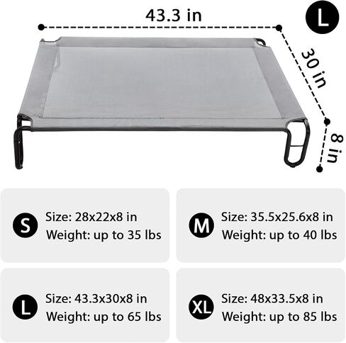 Elevated Outdoor Dog Bed - Raised Dog Bed for Large Dogs, Waterproof Dog Cot Bed Easy to Assemble, Cooling Elevated Dog Bed with Breathable Teslin Mesh, Durable, Non Slip, Up to 65 lbs,Grey in Kuwait