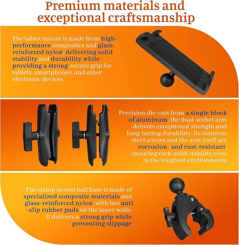 Heavy Duty Tablet Mount for Truck, Aluminum Drill Base Tablet Holder, Compatible with 7.5''-13'' Tablets/iPad, Industrial iPad Holder for Wall, Truck,Commercial Vehicles, Warehouse, Dashboard, Boat in Kuwait