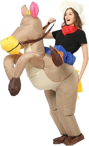 Inflatable Riding Horse Costume,Blow Up Suit,Party Pretend Fancy Dress,One Size Fits Most Adults for Party,Carnival (White Horse) in Saudi Arabia