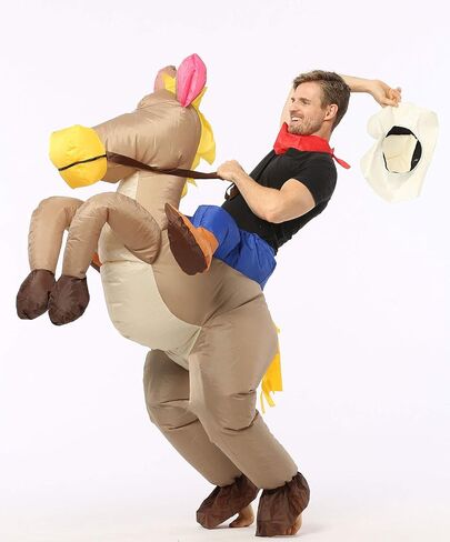 Inflatable Riding Horse Costume,Blow Up Suit,Party Pretend Fancy Dress,One Size Fits Most Adults for Party,Carnival (White Horse) in Saudi Arabia