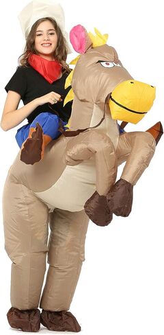 Inflatable Riding Horse Costume,Blow Up Suit,Party Pretend Fancy Dress,One Size Fits Most Adults for Party,Carnival (White Horse) in Saudi Arabia