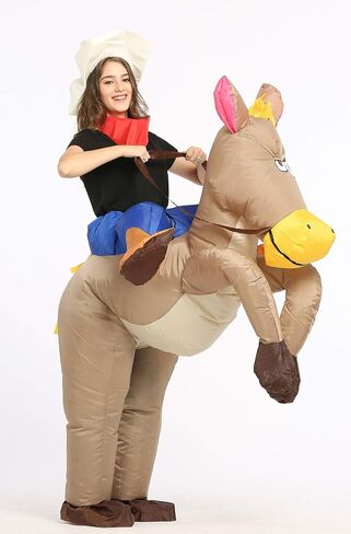 Inflatable Riding Horse Costume,Blow Up Suit,Party Pretend Fancy Dress,One Size Fits Most Adults for Party,Carnival (White Horse) in Saudi Arabia