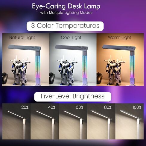 WILIT LED RGB Gaming Desk Lamp, Voice Activated Changing Colors Rhythm Light with Wireless Charger and USB Charging Port, Colorful Ambient Light Touch Table Lamp for Gaming, PC, Room Decoration in Saudi Arabia