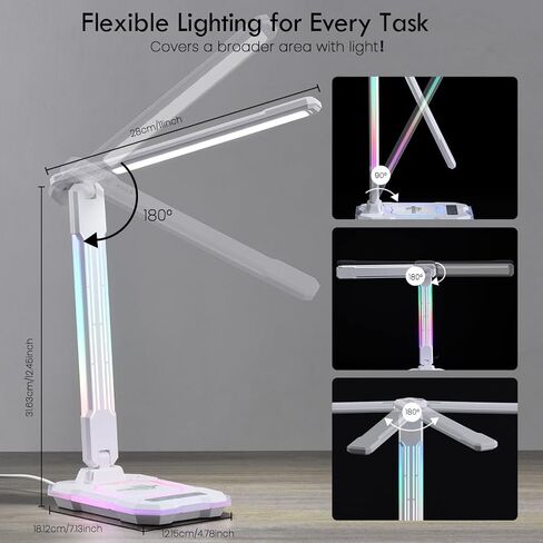 WILIT LED RGB Gaming Desk Lamp, Voice Activated Changing Colors Rhythm Light with Wireless Charger and USB Charging Port, Colorful Ambient Light Touch Table Lamp for Gaming, PC, Room Decoration in Saudi Arabia