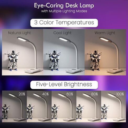 WILIT LED RGB Gaming Desk Lamp, Voice Activated Changing Colors Rhythm Light with Wireless Charger and USB Charging Port, Colorful Ambient Light Touch Table Lamp for Gaming, PC, Room Decoration in Kuwait