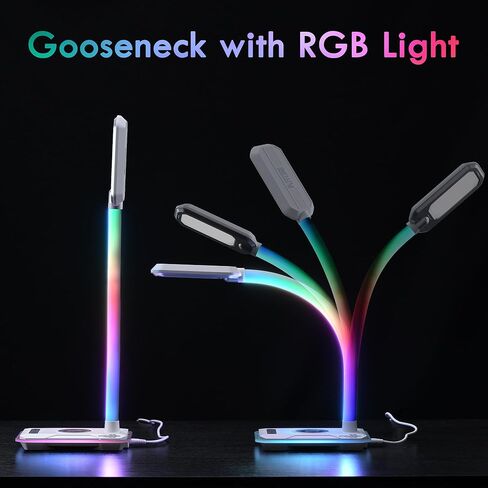 WILIT LED RGB Gaming Desk Lamp, Voice Activated Changing Colors Rhythm Light with Wireless Charger and USB Charging Port, Colorful Ambient Light Touch Table Lamp for Gaming, PC, Room Decoration in Kuwait