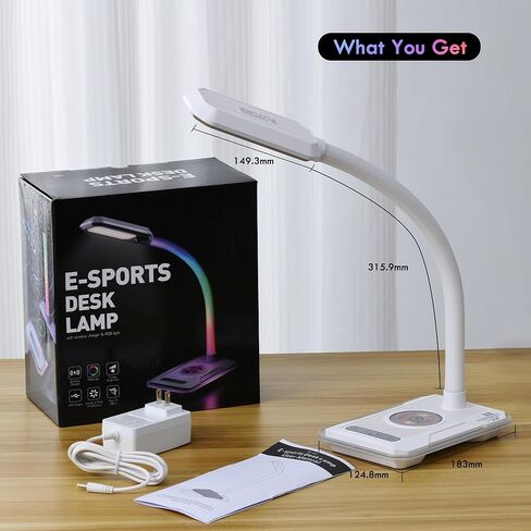 WILIT LED RGB Gaming Desk Lamp, Voice Activated Changing Colors Rhythm Light with Wireless Charger and USB Charging Port, Colorful Ambient Light Touch Table Lamp for Gaming, PC, Room Decoration in Kuwait