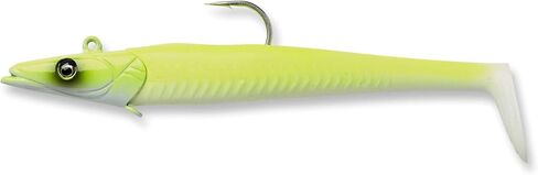 Savage Gear Sandeel Fishing Bait, 2 1/3 oz, Chartreuse White, Realistic Contours & Movement, Durable Construction, Two Tie Points, 5X Hooks, Holographic Eyes, Bait Keeper in Saudi Arabia